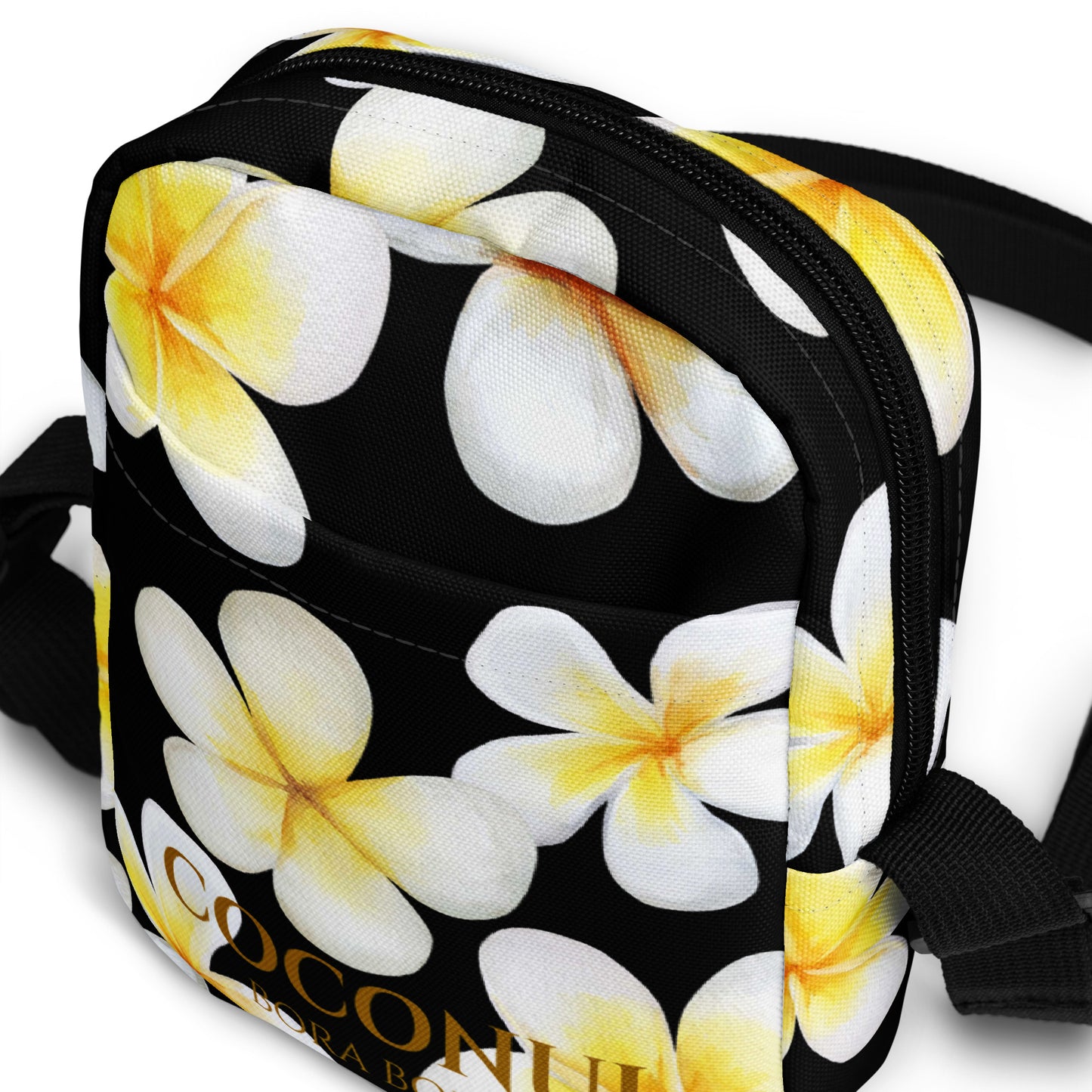 THE FENUA Crossbody Bag White Frangipani Black