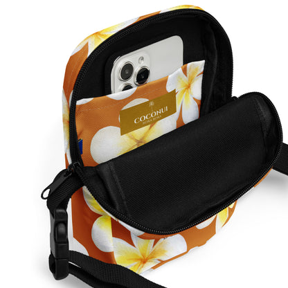 THE FENUA Crossbody Bag White Frangipani Brown