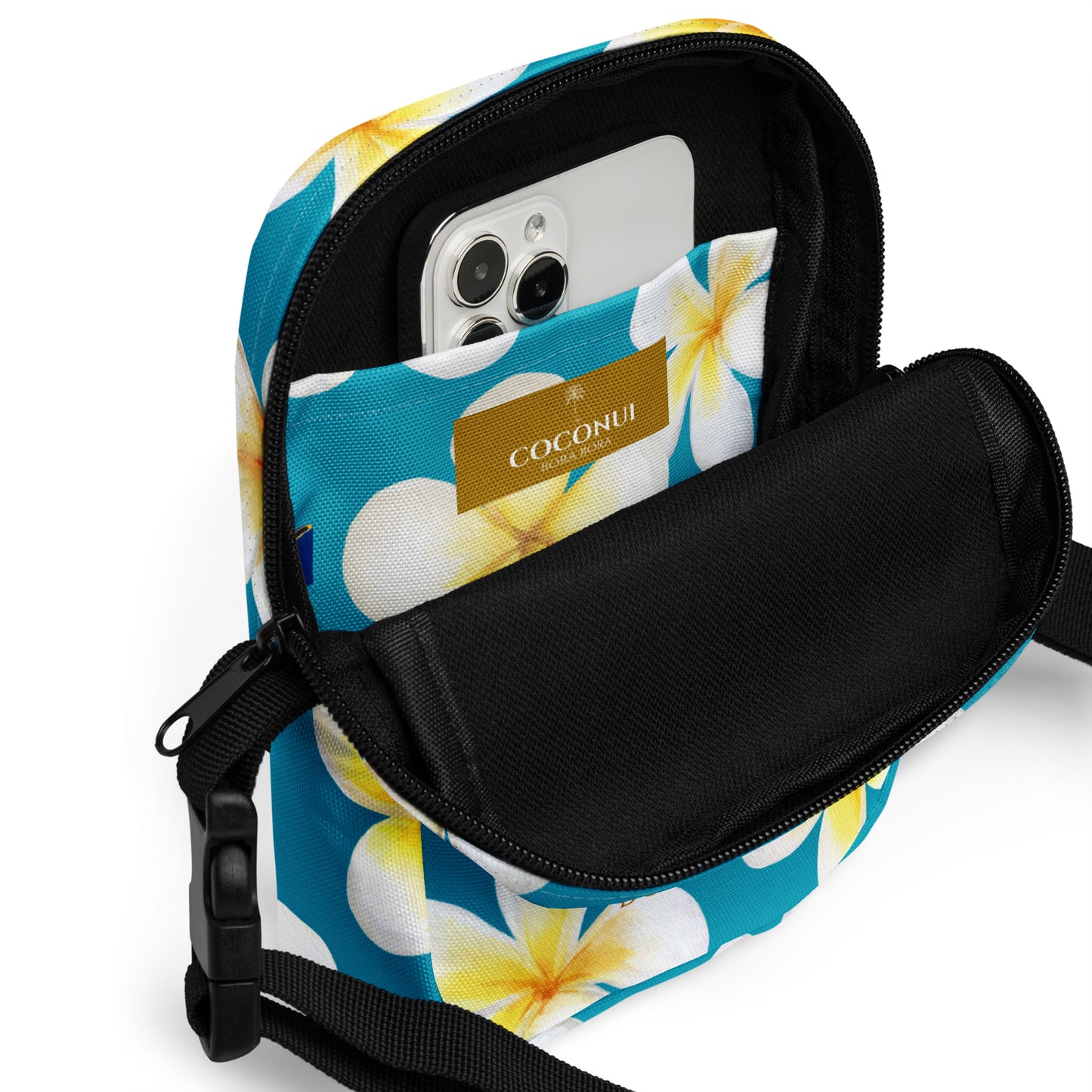 THE FENUA Crossbody Bag White Frangipani Blue